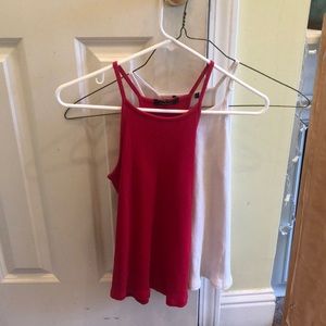 Red and White Tank Top Set